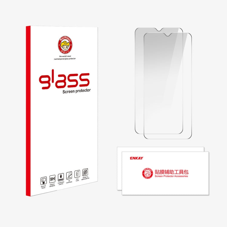 For Nokia C21 Plus 2pcs ENKAY 9H Big Arc Edge High Aluminum-silicon Tempered Glass Film