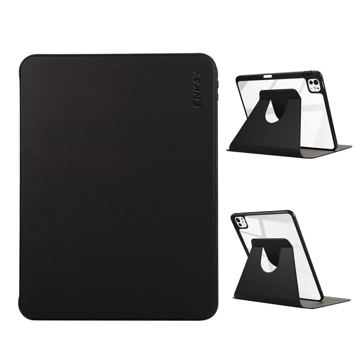 For iPad Pro 13 2025 / 2024 ENKAY 360 Rotation PMMA Leather Smart Tablet Case with Pen Slot(Black)