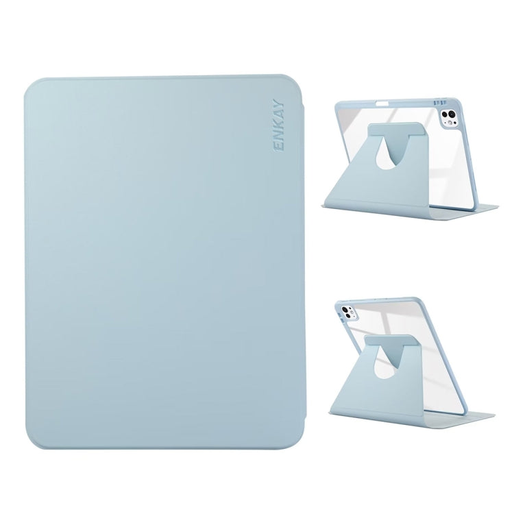 For iPad Pro 13 2025 / 2024 ENKAY 360 Rotation PMMA Leather Smart Tablet Case with Pen Slot(Blue)