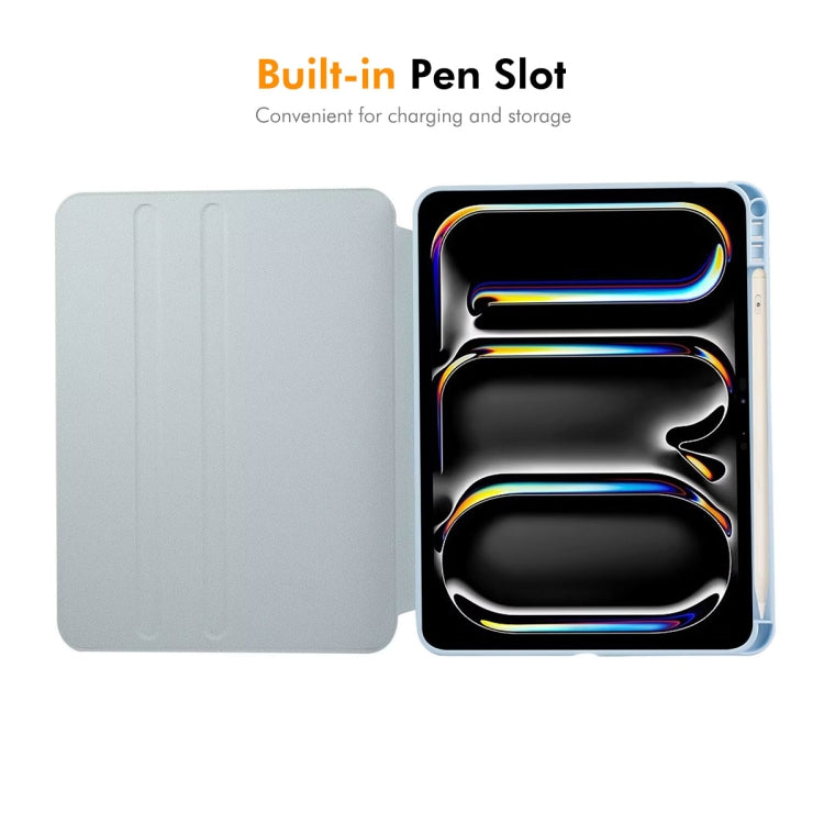 For iPad Pro 11 2025 / 2024 ENKAY 360 Rotation PMMA Leather Smart Tablet Case with Pen Slot(Blue)