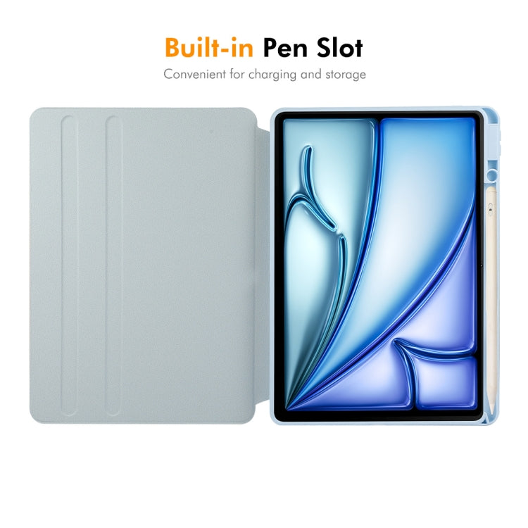 For iPad Air 11 2026 / 2025 / 2024 ENKAY 360 Rotation PMMA Leather Smart Tablet Case with Pen Slot(Blue)