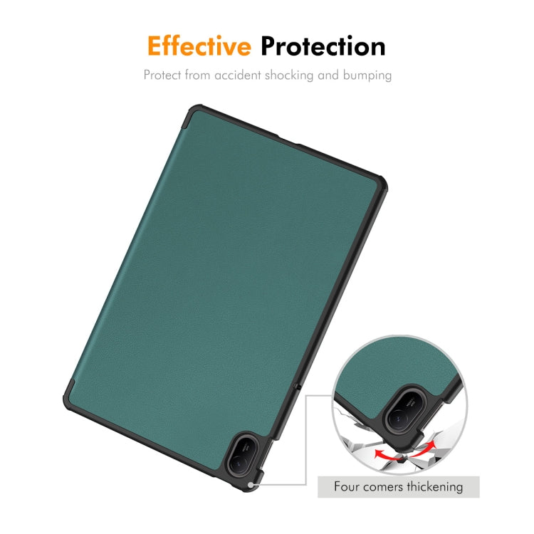 For Huawei MatePad SE 11 2024 ENKAY Tri-fold Custer Texture Platic Leather Tablet Case(Dark Blue)