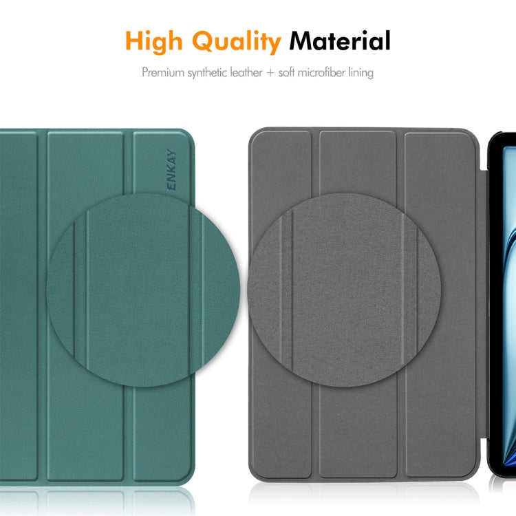 For Huawei MatePad SE 11 2024 ENKAY Tri-fold Custer Texture Platic Leather Tablet Case(Grey)