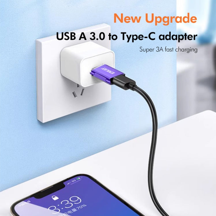 ENKAY ENK-AT119 Aluminium Alloy Male USB 3.0 to Female Type-C Data Adapter Converter Support Fast Charging(Green)