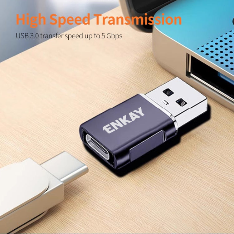 ENKAY ENK-AT119 Aluminium Alloy Male USB 3.0 to Female Type-C Data Adapter Converter Support Fast Charging(Green)