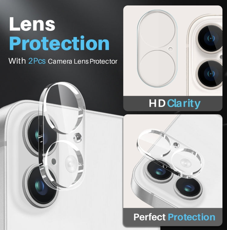 For iPhone 16 Plus NORTHJO 5 in 1 Clear Phone Case with 2pcs Screen Film + 2pcs Camera Lens Film