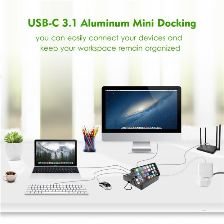 WAVLINK UHP3D01G Gigabit Ethernet USB 3.0 Multi-Function HUB 4K HD Docking Station(UK Plug)