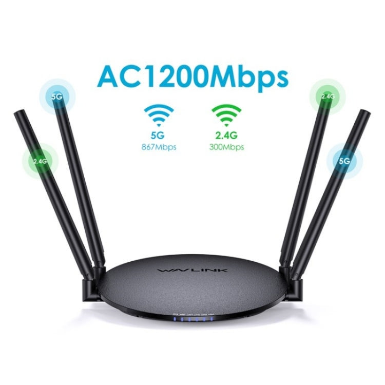 WAVLINK WN530G3 4x 5dBi Foldable Antenna AC1200 Dual Band Wireless Repeater Router, Plug:AU Plug