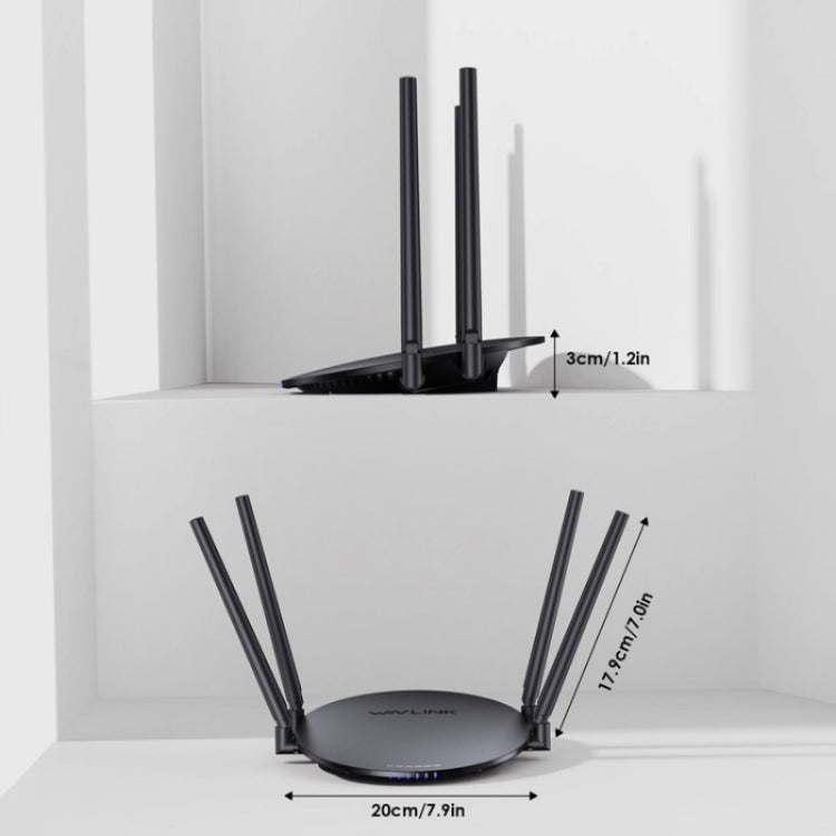 WAVLINK WN530G3 4x 5dBi Foldable Antenna AC1200 Dual Band Wireless Repeater Router, Plug:EU Plug