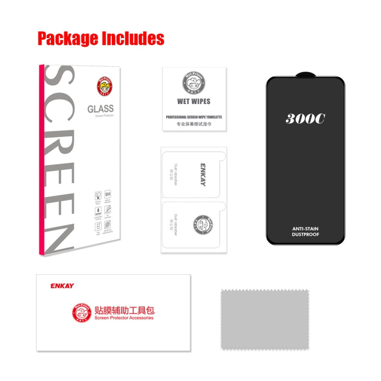 For iPhone 13 / 13 Pro / 14 ENKAY 300C Super Large Arc Full Coverage High Aluminum-silicon Tempered Glass Film