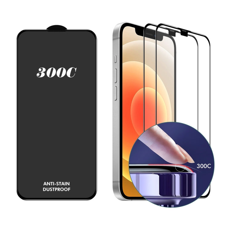 For iPhone 12 Pro Max 2pcs ENKAY 300C Super Large Arc Full Coverage High Aluminum-silicon Tempered Glass Film Black