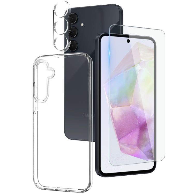 For Samsung Galaxy A35 5G NORTHJO 3 in 1 TPU Phone Case with Screen Protector and Lens Film(Transparent)