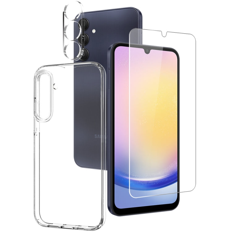For Samsung Galaxy A25 5G NORTHJO 3 in 1 TPU Phone Case with Screen Protector and Lens Film(Transparent)