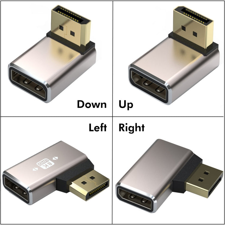 JUNSUNMAY 8K 60Hz PD1.4 Male Displayport to Female Displayport Adapter Converter, Angle:Left
