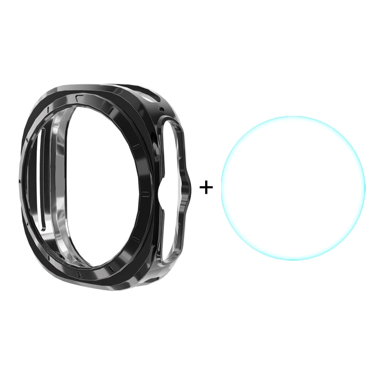 For Samsung Galaxy Watch Ultra 47mm / Ultra 2025 ENKAY Hat-Prince Electroplated Soft TPU Cover + 0.2mm 9H Glass Screen Protector(Black)