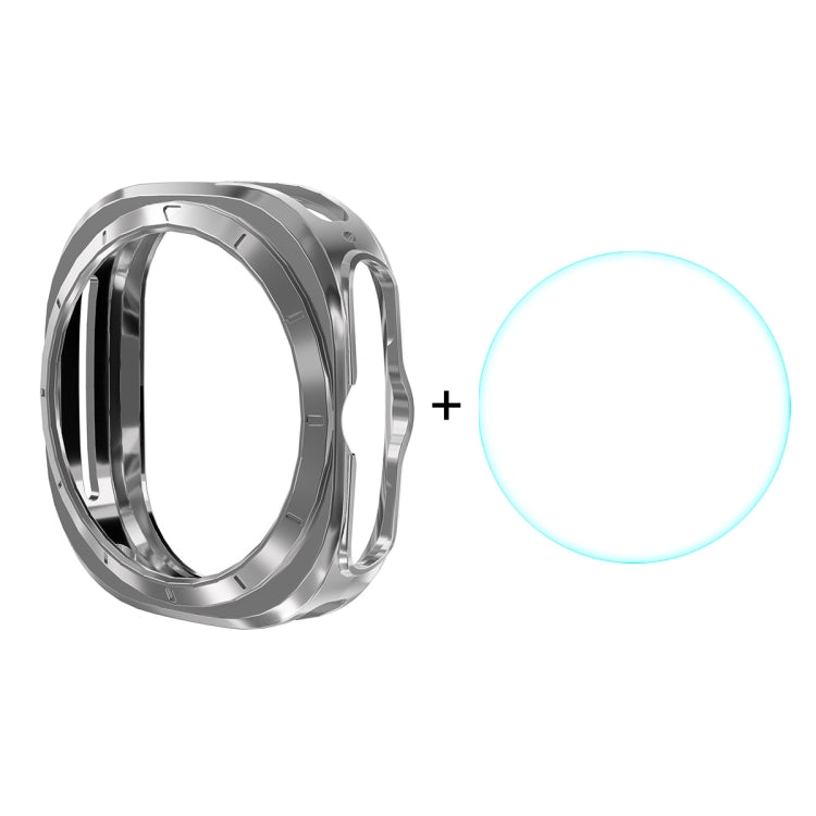 For Samsung Galaxy Watch Ultra 47mm / Ultra 2025 ENKAY Hat-Prince Electroplated Soft TPU Cover + 0.2mm 9H Glass Screen Protector(Silver)