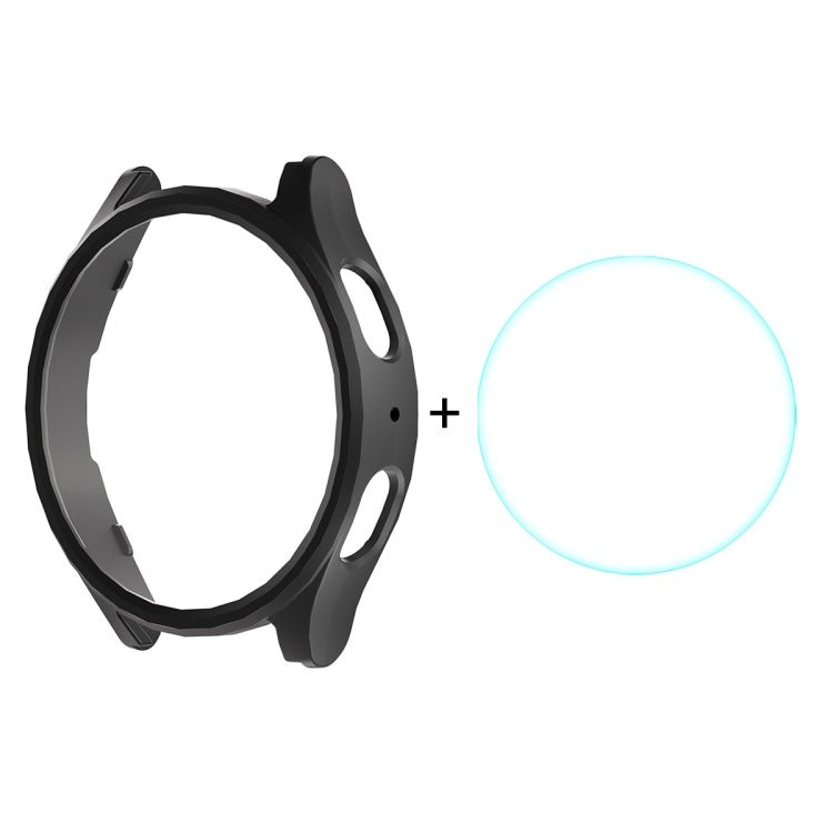 For Samsung Galaxy Watch7 44mm ENKAY Hat-Prince Electroplated Hard PC Case + 0.2mm 9H Glass Screen Protector(Black)