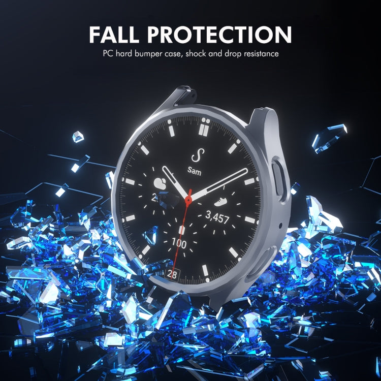 For Samsung Galaxy Watch7 44mm ENKAY Hat-Prince Electroplated Hard PC Case + 0.2mm 9H Glass Screen Protector(Dark Blue)