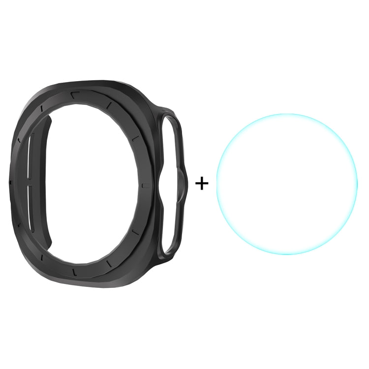 For Samsung Galaxy Watch Ultra 47mm / Ultra 2025 ENKAY Hat-Prince Electroplated Hard PC Cover + 0.2mm 9H Glass Screen Protector(Black)
