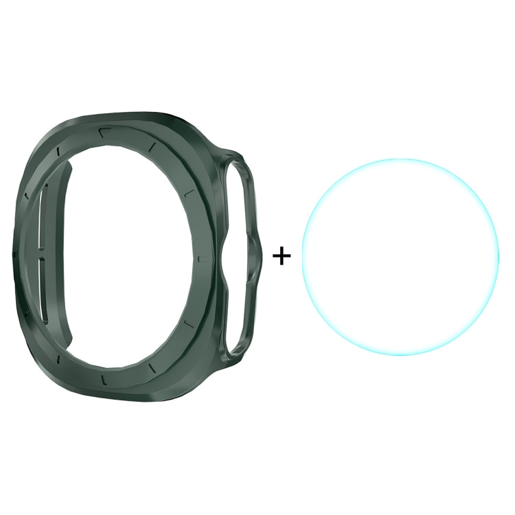 For Samsung Galaxy Watch Ultra 47mm / Ultra 2025 ENKAY Hat-Prince Electroplated Hard PC Cover + 0.2mm 9H Glass Screen Protector(Dark Green)