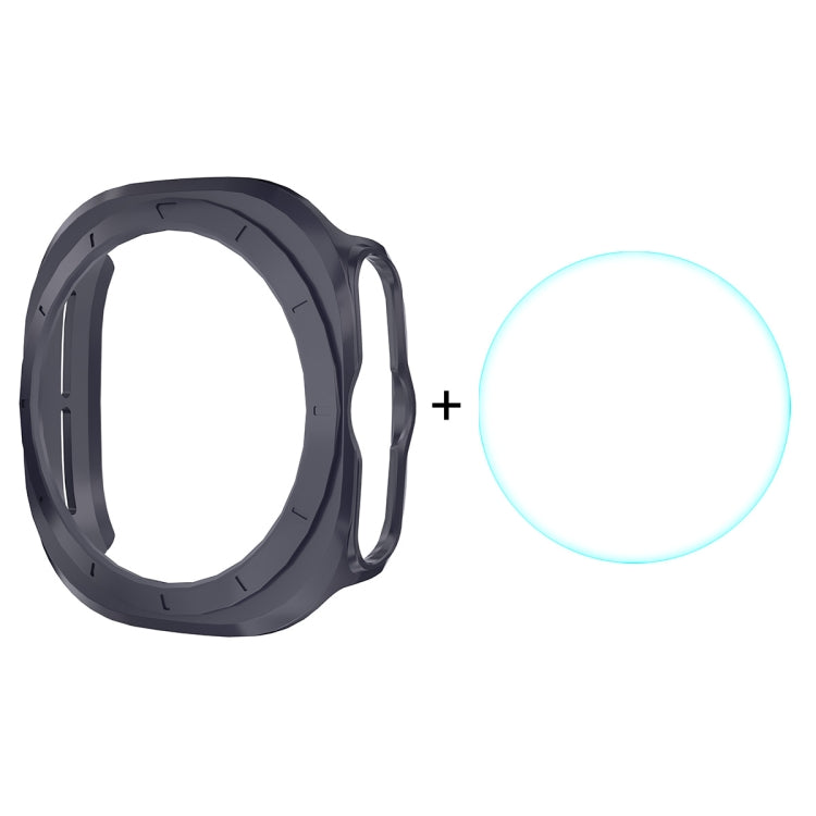 For Samsung Galaxy Watch Ultra 47mm / Ultra 2025 ENKAY Hat-Prince Electroplated Hard PC Cover + 0.2mm 9H Glass Screen Protector(Dark Blue)