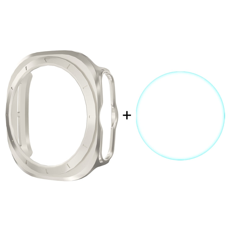 For Samsung Galaxy Watch Ultra 47mm / Ultra 2025 ENKAY Hat-Prince Electroplated Hard PC Cover + 0.2mm 9H Glass Screen Protector(Starlight Silver)