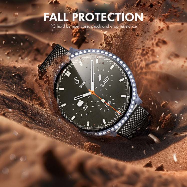 For Samsung Galaxy Watch7 44mm ENKAY Hat-Prince Blink Full Coverage PC + Tempered Glass Film Integrated Watch Case(Dark Blue)
