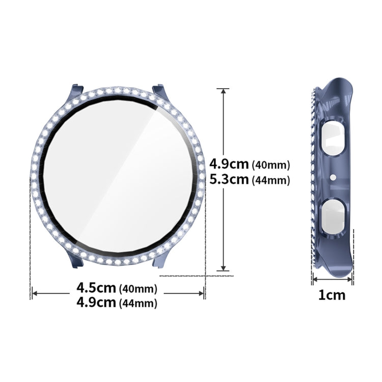 For Samsung Galaxy Watch7 44mm ENKAY Hat-Prince Blink Full Coverage PC + Tempered Glass Film Integrated Watch Case(Dark Blue)