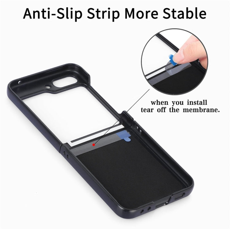 For Samsung Galaxy Z Flip6 / Flip7 FE JUNSUNMAY Retro Pattern Leather Skin PC Folding Phone Case(Black)