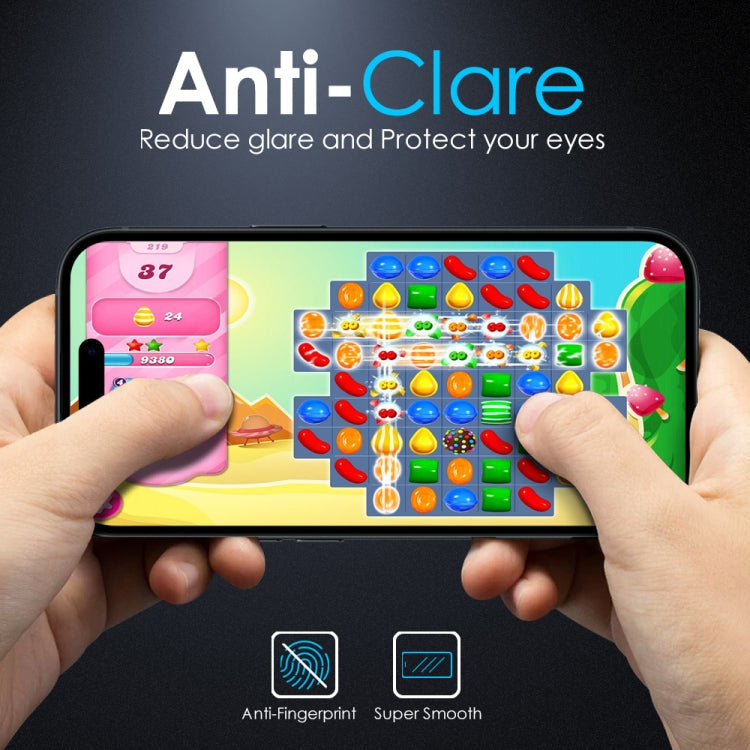 For iPhone 15 Plus NORTHJO Matte Silkscreen Anti-Fingerprint Tempered Glass Film