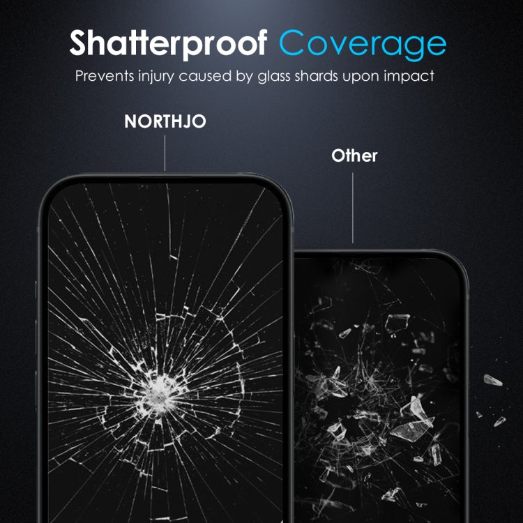 For iPhone 14 Plus / 13 Pro Max NORTHJO Matte Silkscreen Anti-Fingerprint Tempered Glass Film