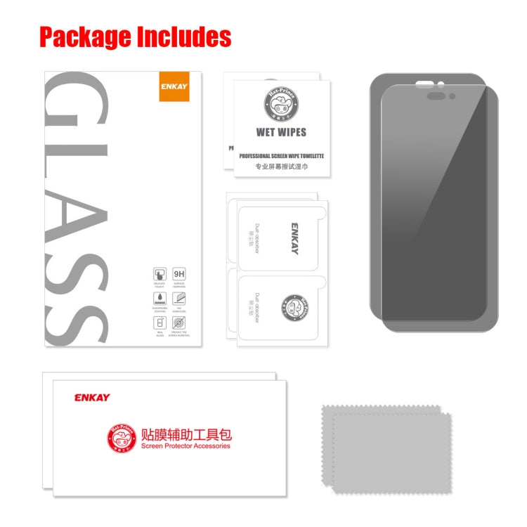For iPhone 16 2pcs ENKAY Hat-Prince 28 Degree Anti-peeping Privacy Tempered Glass Film