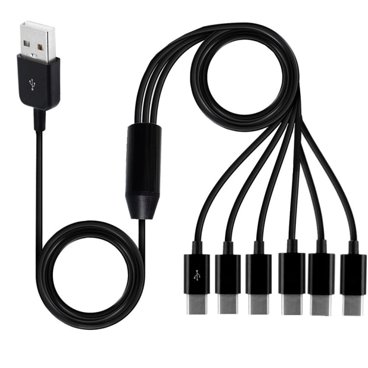 JUNSUNMAY 6 in 1 USB 2.0 to Type-C Splitter Cable, Length:1.5m