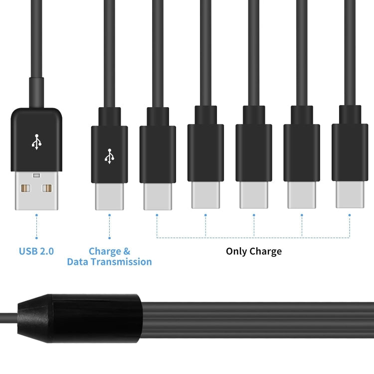 JUNSUNMAY 6 in 1 USB 2.0 to Type-C Splitter Cable, Length:0.5m
