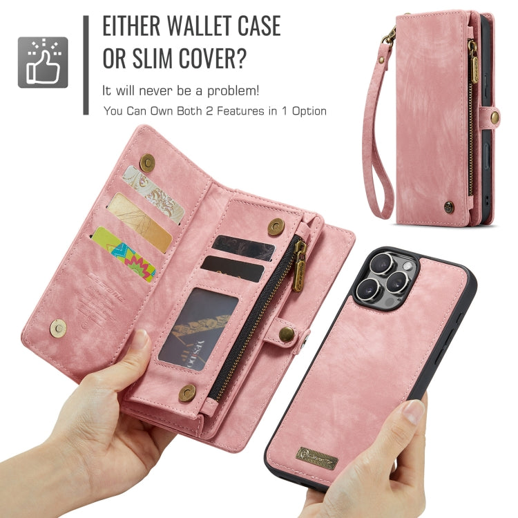 For iPhone 16 Pro CaseMe 008 Detachable Multifunctional Leather Phone Case(Pink)