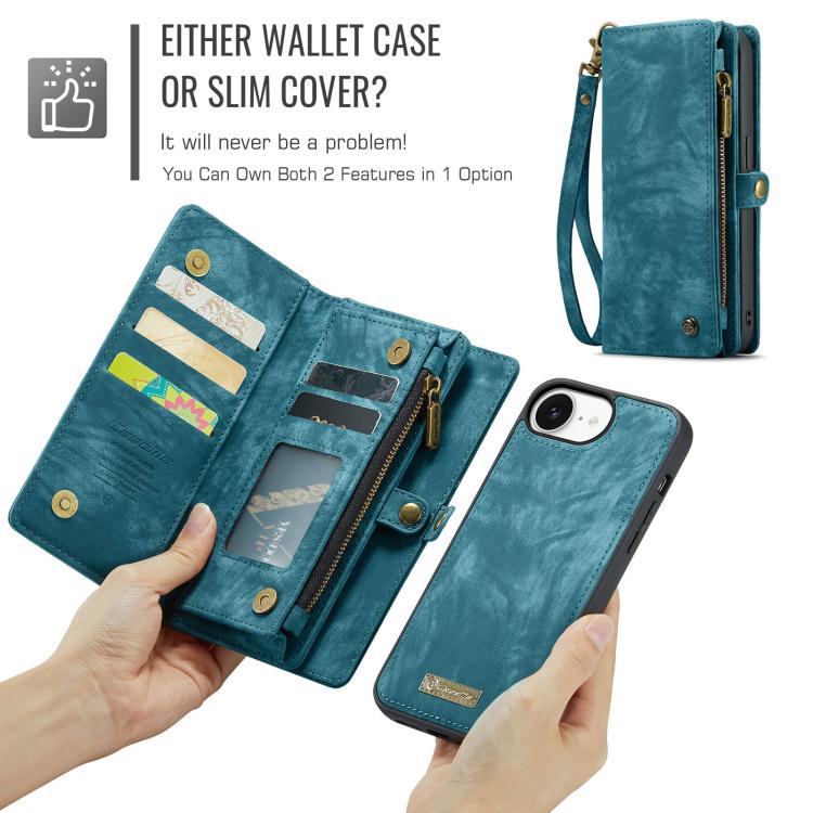 For iPhone 17e / 16e CaseMe 008 Detachable Multifunctional Leather Phone Case(Blue)