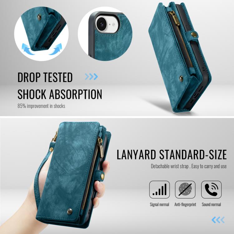 For iPhone 17e / 16e CaseMe 008 Detachable Multifunctional Leather Phone Case(Blue)