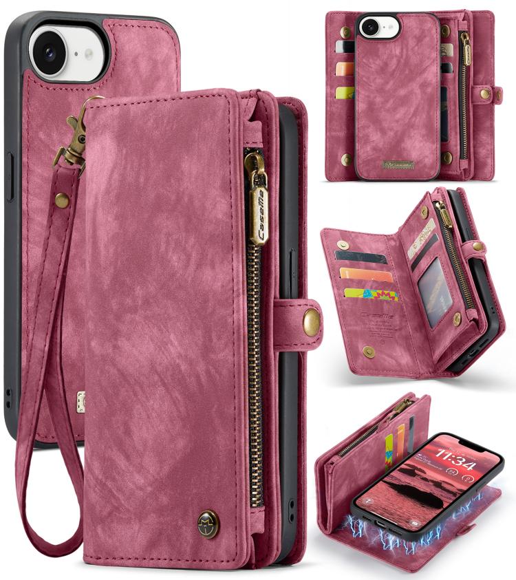 For iPhone 17e / 16e CaseMe 008 Detachable Multifunctional Leather Phone Case(Red)