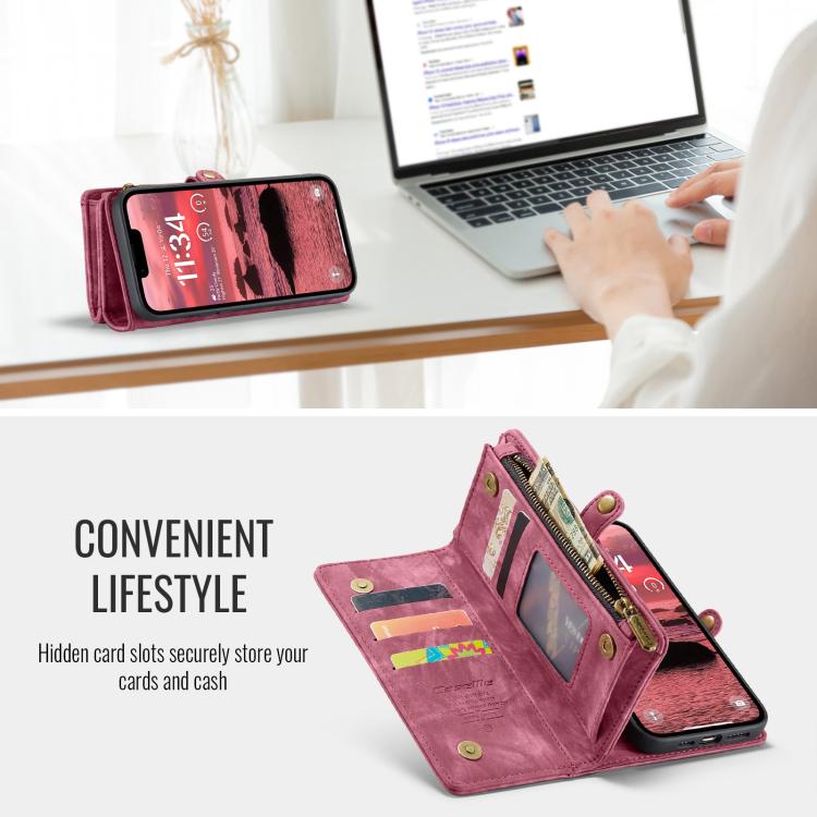 For iPhone 17e / 16e CaseMe 008 Detachable Multifunctional Leather Phone Case(Red)