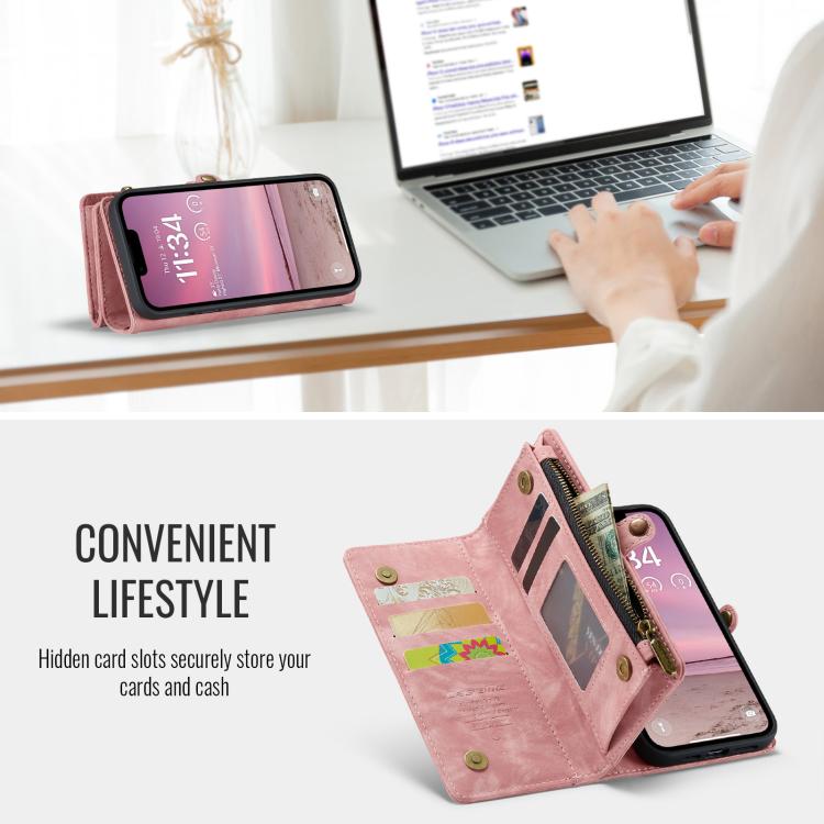 For iPhone 17e / 16e CaseMe 008 Detachable Multifunctional Leather Phone Case(Pink)