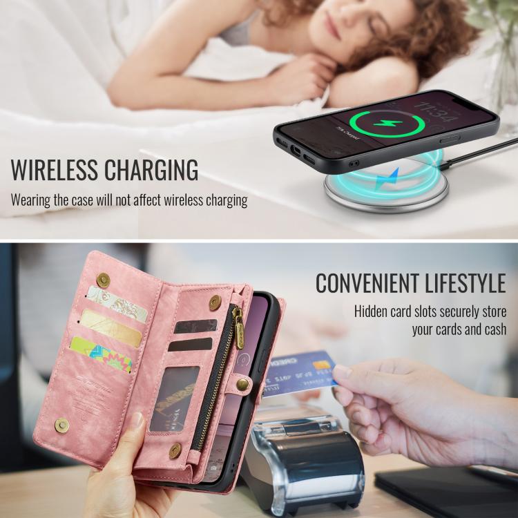 For iPhone 17e / 16e CaseMe 008 Detachable Multifunctional Leather Phone Case(Pink)