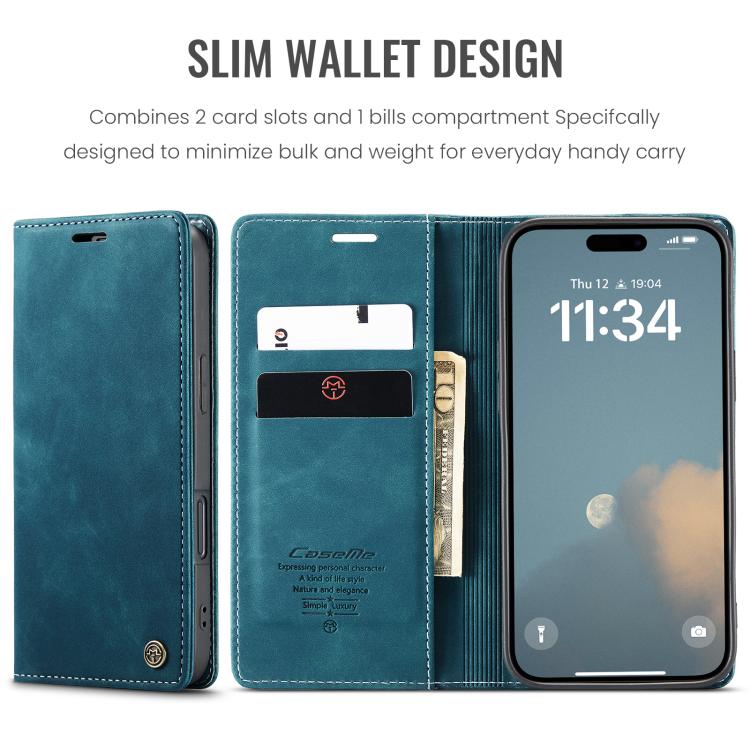For iPhone 16 Pro Max CaseMe 013 Multifunctional Horizontal Flip Leather Phone Case(Blue)