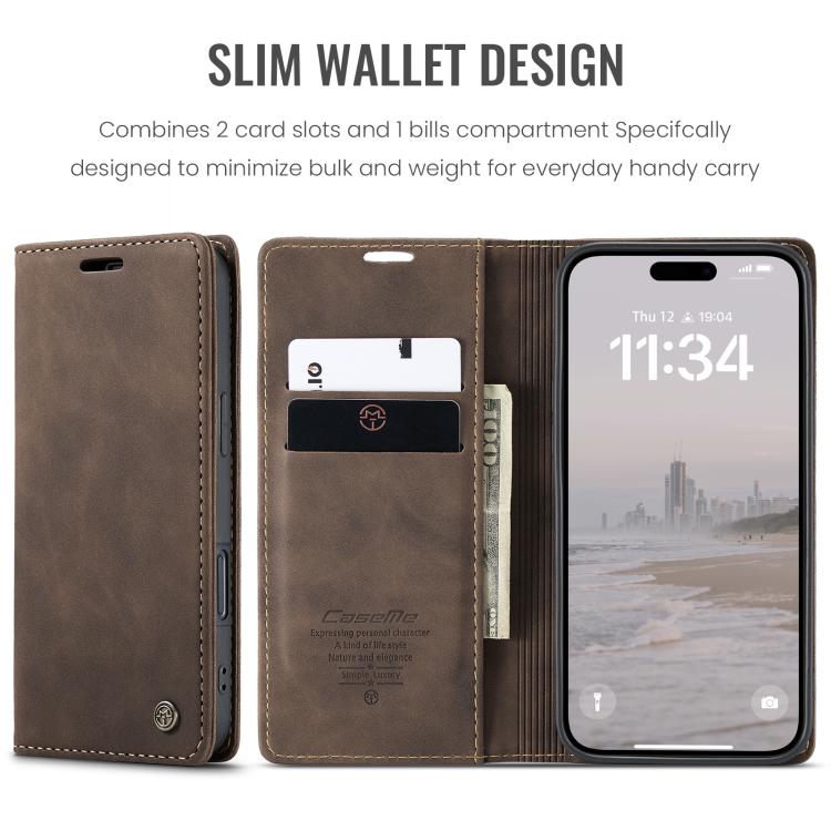 For iPhone 16 Pro CaseMe 013 Multifunctional Horizontal Flip Leather Phone Case(Coffee)