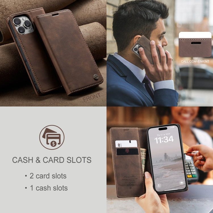 For iPhone 16 Pro CaseMe 013 Multifunctional Horizontal Flip Leather Phone Case(Coffee)