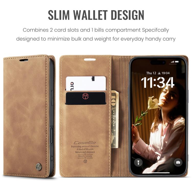 For iPhone 16 Pro CaseMe 013 Multifunctional Horizontal Flip Leather Phone Case(Brown)