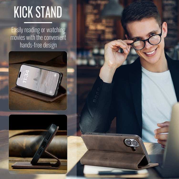For iPhone 16 Plus CaseMe 013 Multifunctional Horizontal Flip Leather Phone Case(Coffee)