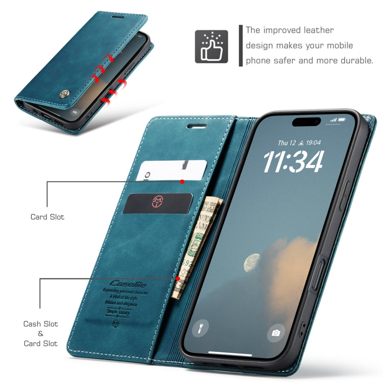 For iPhone 16 Plus CaseMe 013 Multifunctional Horizontal Flip Leather Phone Case(Blue)