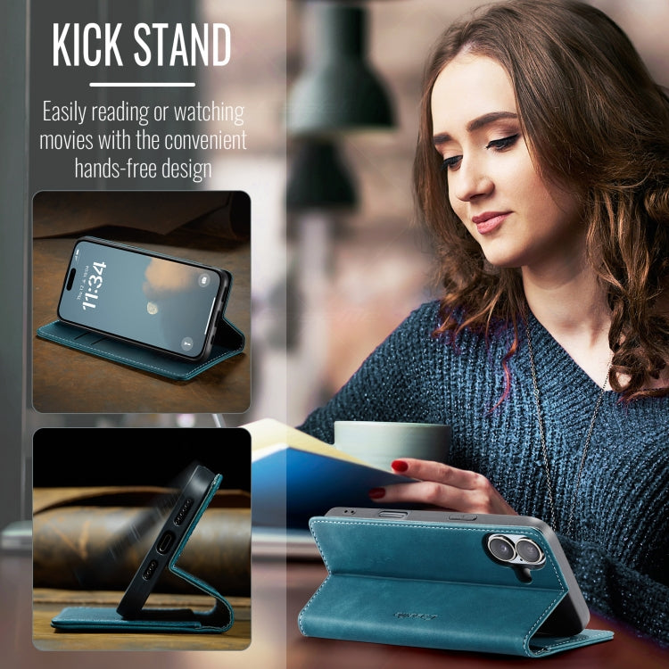 For iPhone 16 Plus CaseMe 013 Multifunctional Horizontal Flip Leather Phone Case(Blue)