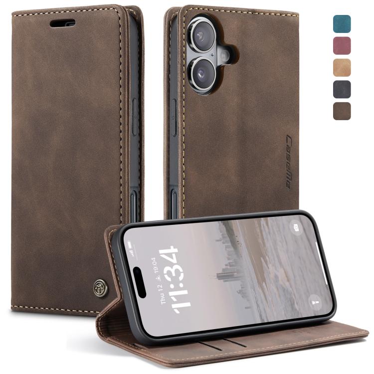 For iPhone 16 CaseMe 013 Multifunctional Horizontal Flip Leather Phone Case(Coffee)