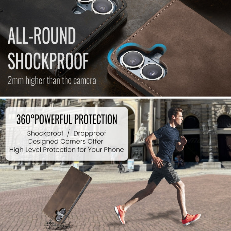 For iPhone 16 CaseMe 013 Multifunctional Horizontal Flip Leather Phone Case(Coffee)